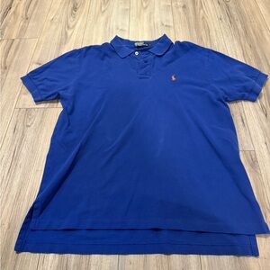 Ralph Lauren Blue Polo Shirt Classic Piqué Cotton Sz Large
